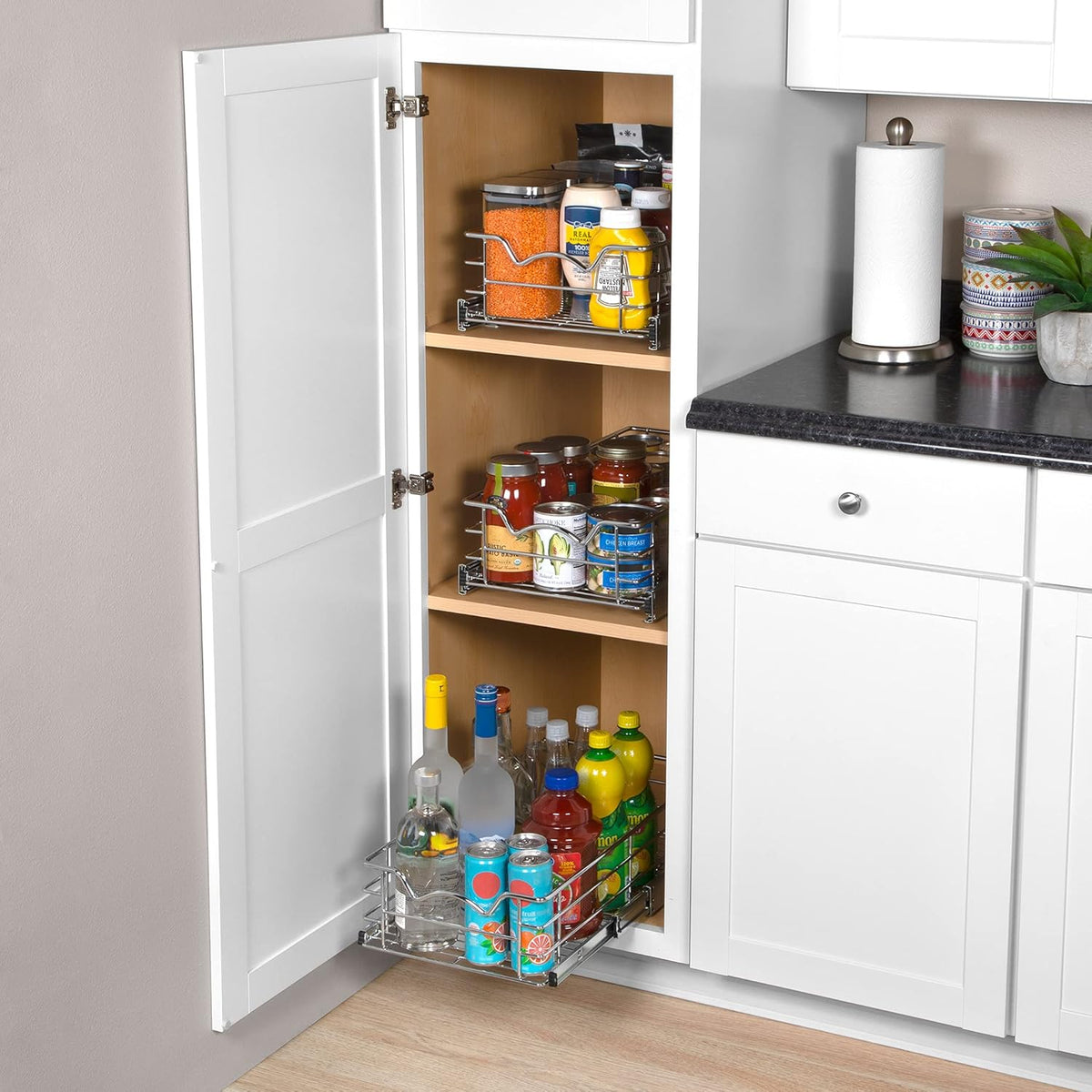 Pull Out Cabinet Organizer Basket, 11W x 21D x 5H I7997