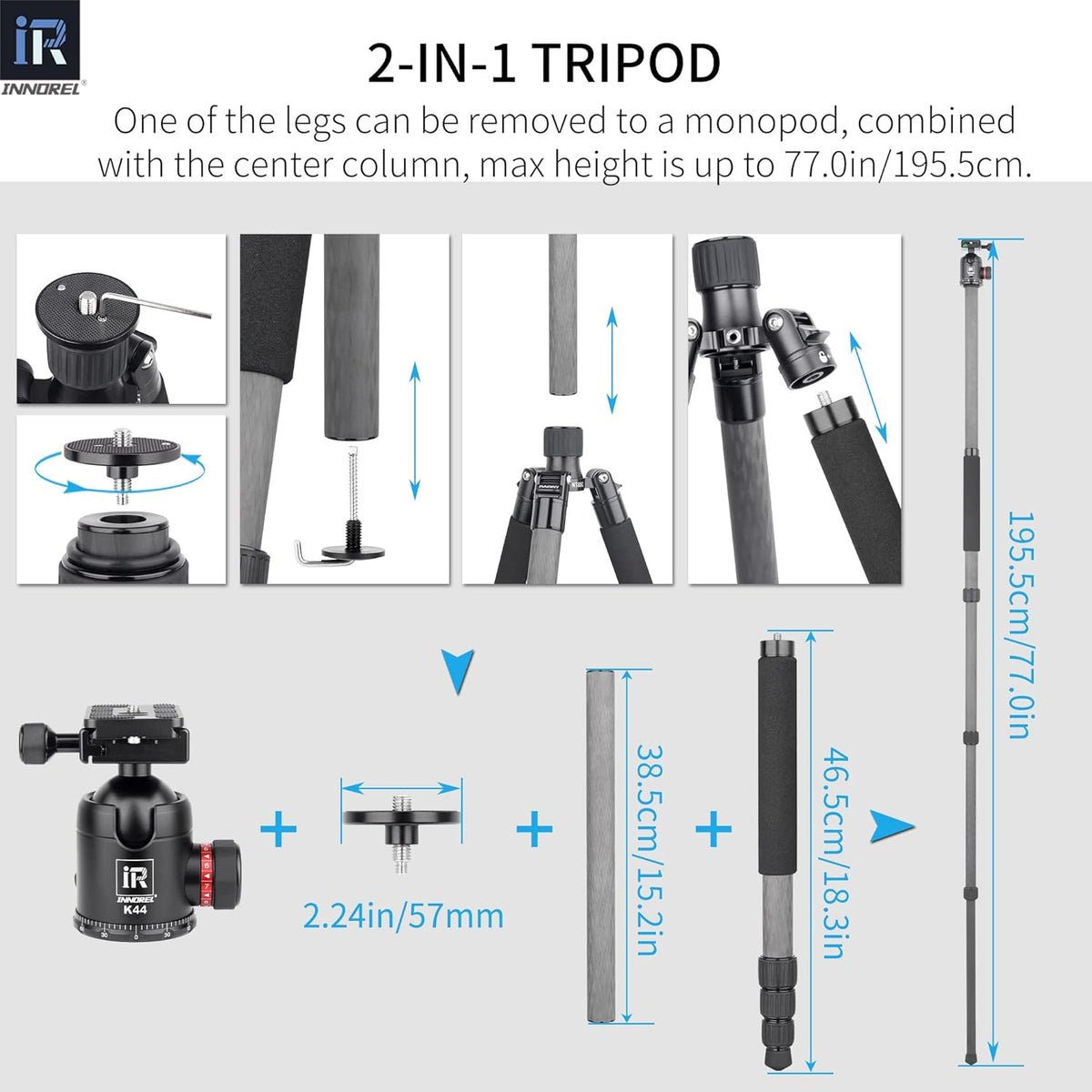 Carbon Fiber Tripod with 32mm Tube and 360° Panoramic Ballhead X7584