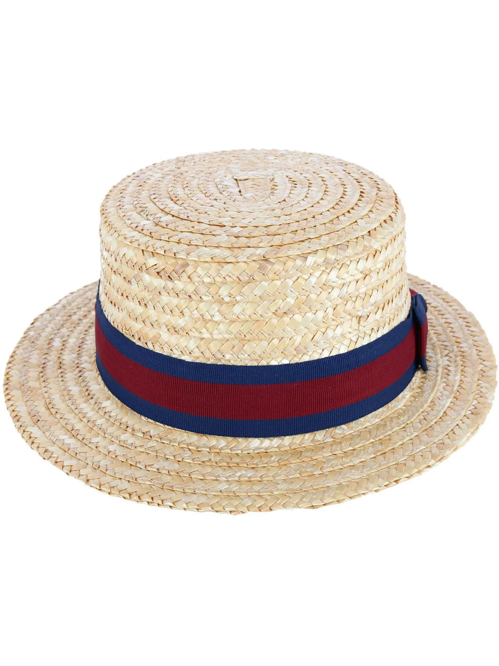 Straw Boater Hat with Navy Band and Elastic Sweatband N915913