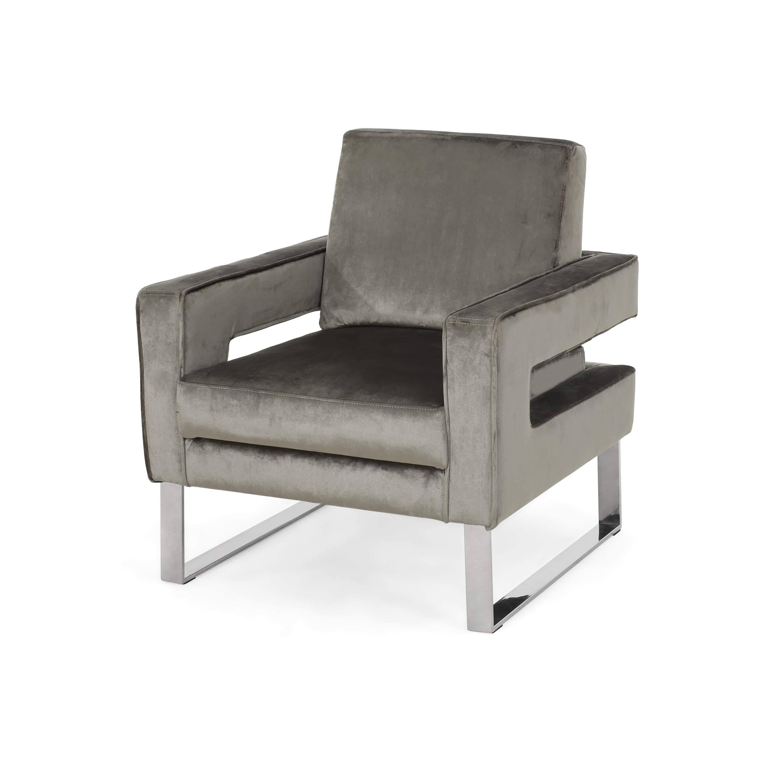 Gray Velvet Club Chair V666243