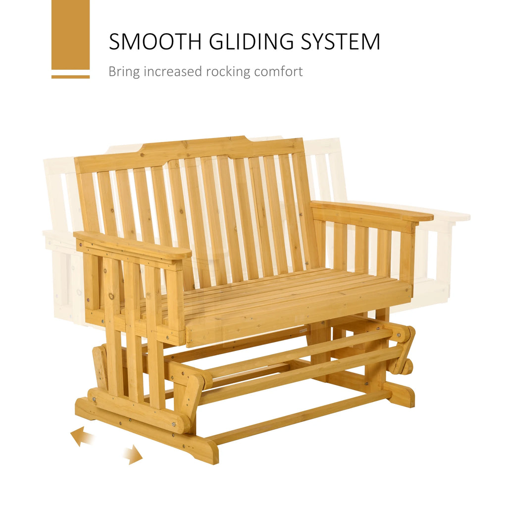 Beige Brown Wooden Patio Glider Chair Bench P19050