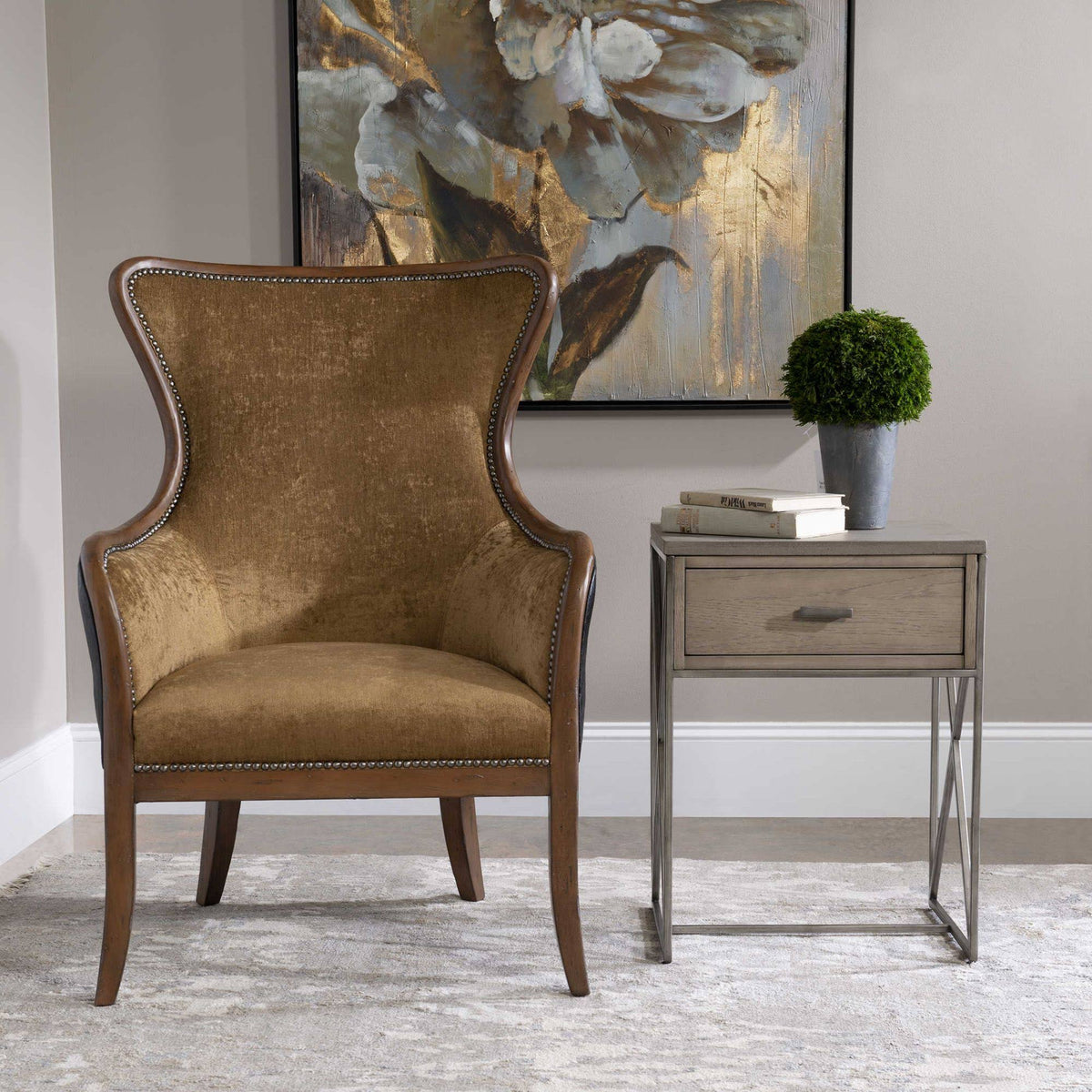 Brown and Gray Rectangular Side Table N962984