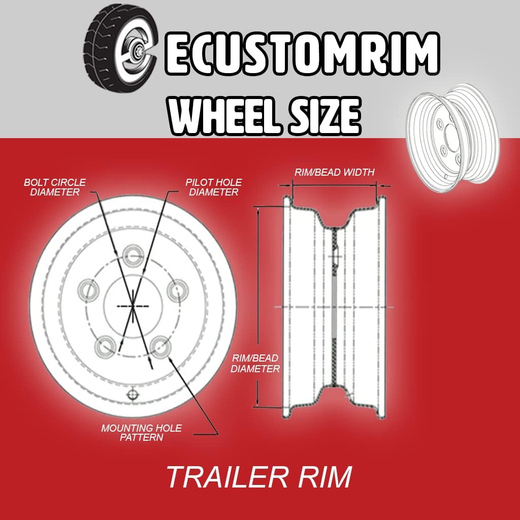 2-Pack Trailer Tire On Rim 480-8 4.80-8 Load C 5 Lug Galvanized Wheel E986