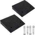 2PCS Rubber Curb Ramps 5.3" Rise Heavy Duty Black Threshold Ramp with 4 Expansion Bolts G115902