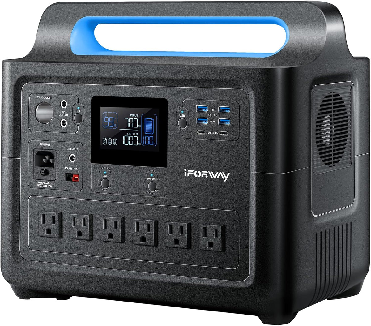 Portable Power Station 1000W, 1228Wh Capacity, 6 AC Outlets K2281