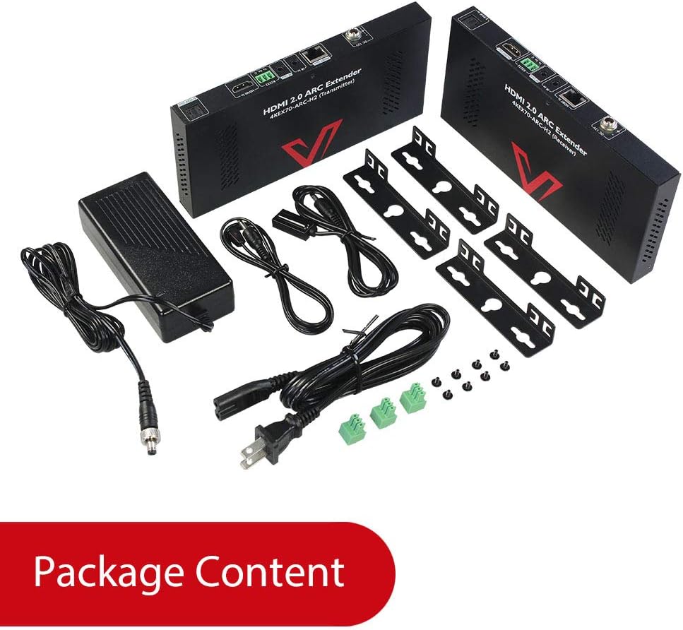 HDMI 2.0 ARC Extender, 4K@60Hz 4:4:4 HDR10 3D Over CAT5e/6/7 Cable, Audio Return Channel, S/PDIF Audio Extraction, HDCP2.2, CEC, PoC & Dual IR, RS232, Atmos & DTS:X N7056