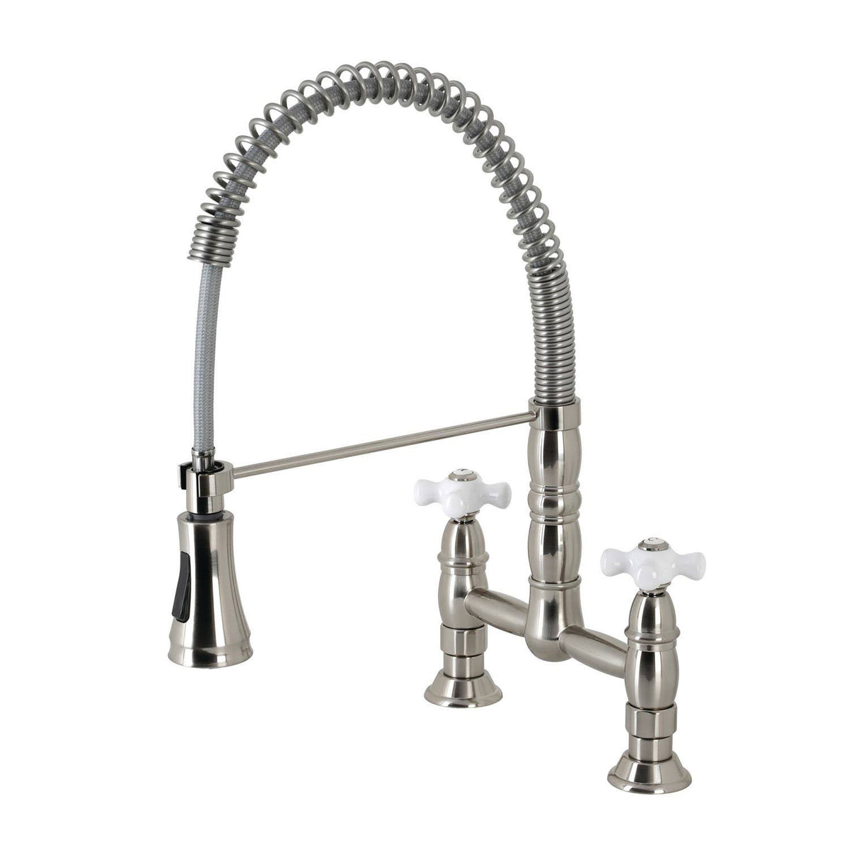 Brushed Nickel Two-Handle Pull-Down Kitchen Faucet M407154