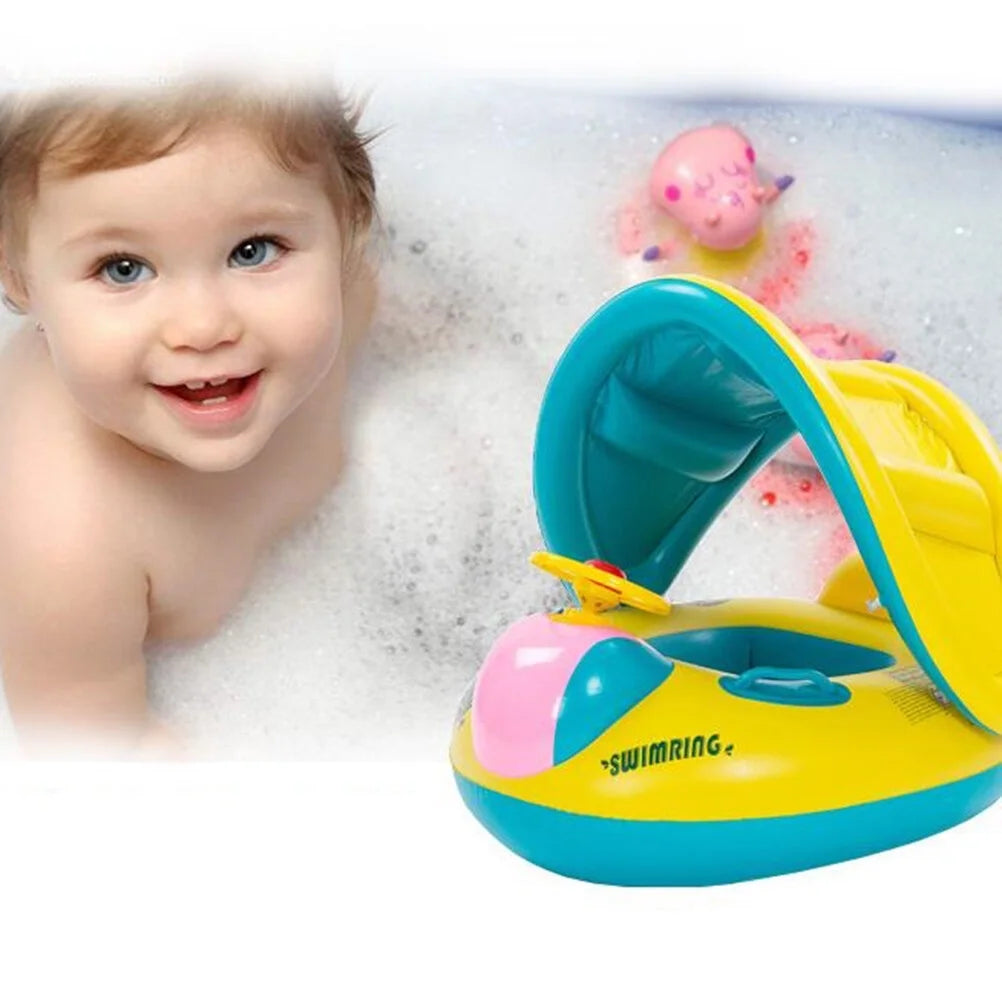 Inflatable Swimming Ring Baby Pool Float with Canopy Sunshade Roof I17375