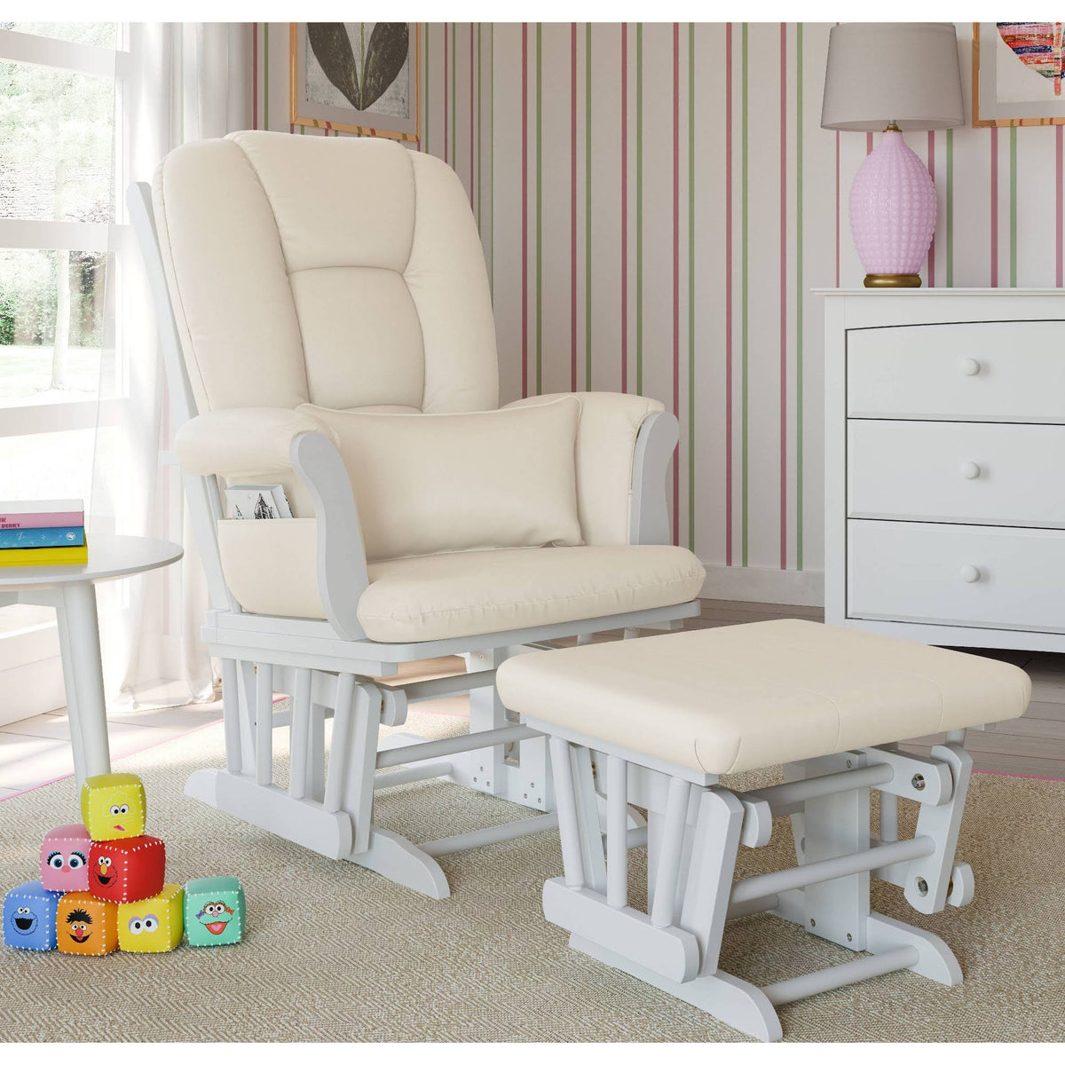 White Glider and Ottoman Y60225