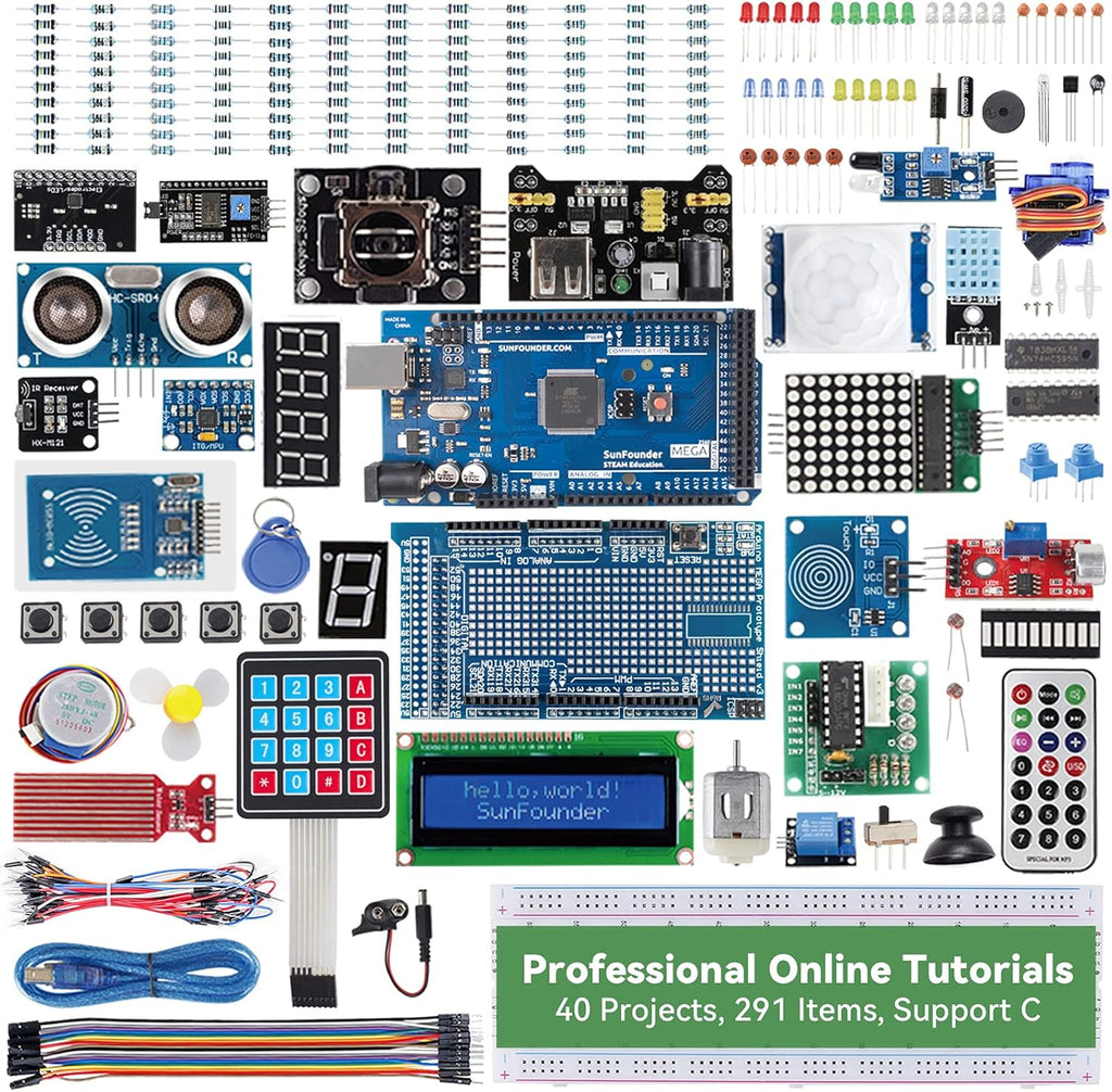 Electronics Starter Kit Compatible with Arduino Mega 2560 R3 Mega328 Nano, Pack of 2 S871698