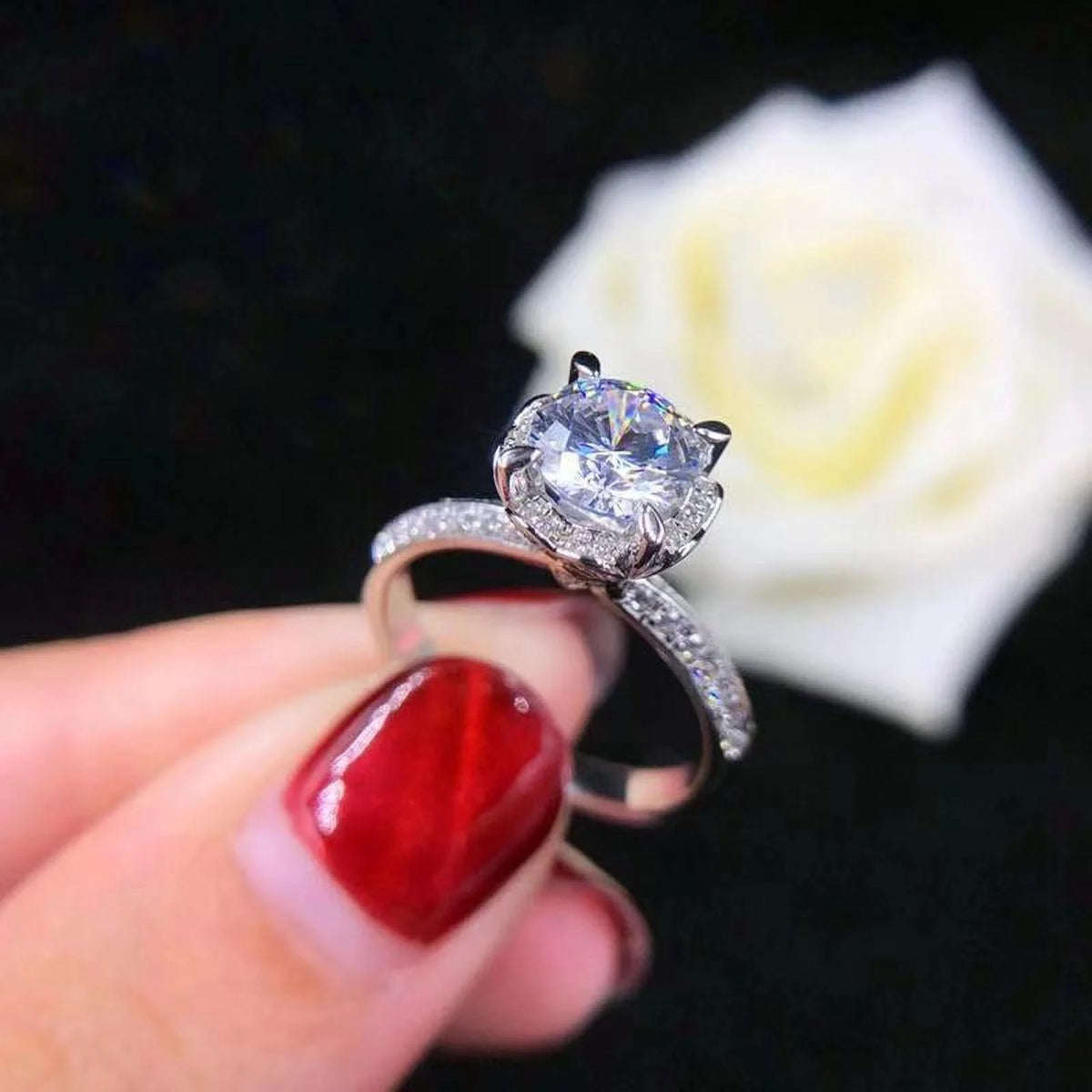 Moissanite Diamond Ring 925 Sterling Silver Size 7 N4520