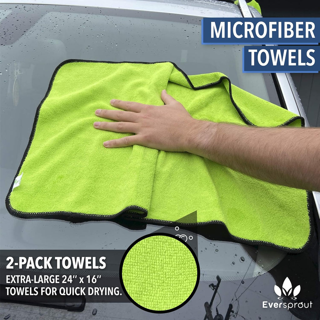 1.5-to-4 Foot Car Wash Kit with Extension Pole, Scrub Brush Pro, Swivel Squeegee, Carwash Mitts, Microfiber Towels U95837
