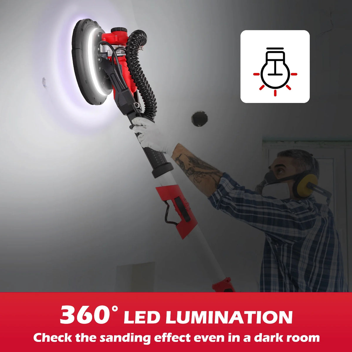 Electric Drywall Sander 120V with LED Strip Light and Dust Bag E142667