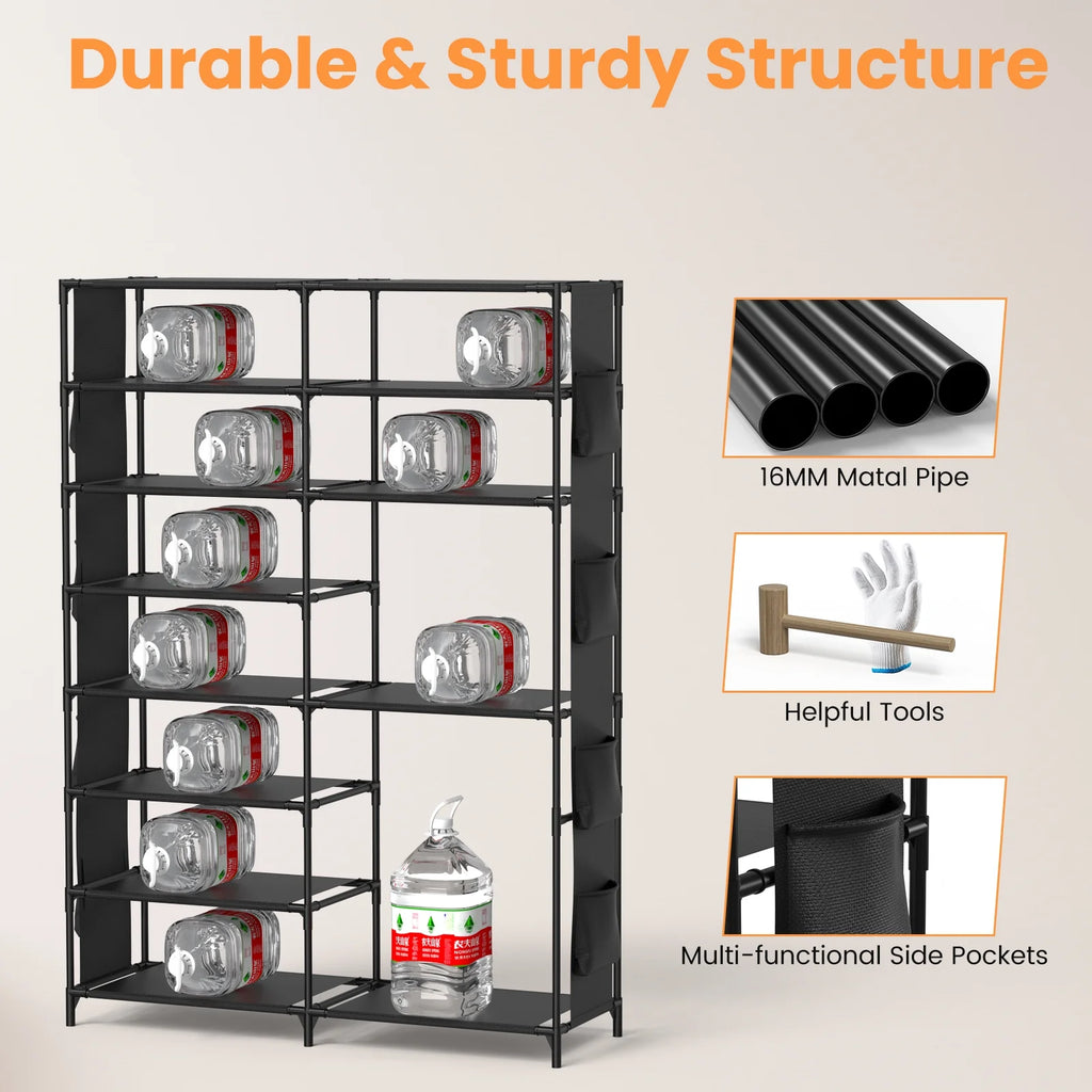Black 8 Tier Metal Shoe Storage Shelf U902