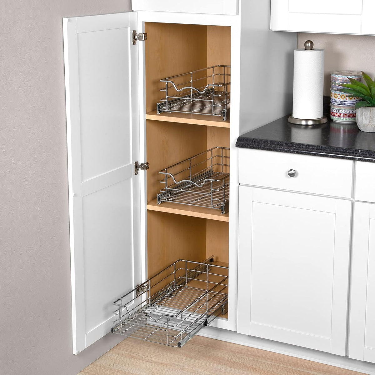 Pull Out Cabinet Organizer Basket, 11W x 21D x 5H I7997
