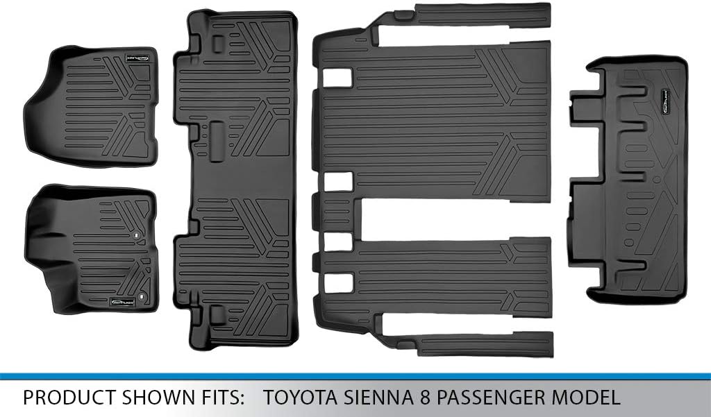 Black Custom Floor Mats 3 Rows and Cargo Liner Set K875